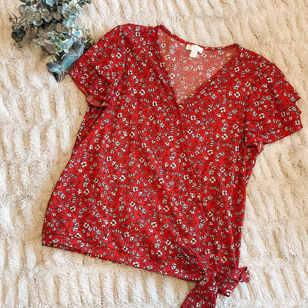 Women’s floral blouse.